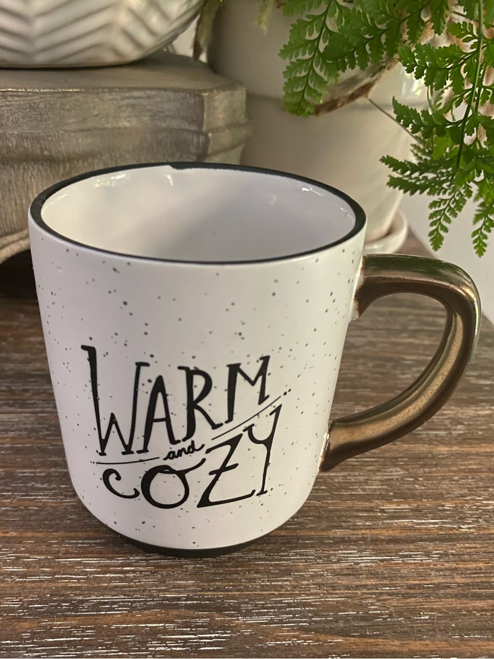 Threshold Warm & Cozy Speckled Black & White Stoneware Gold Handle Coffee Mug - Picture 2 of 7